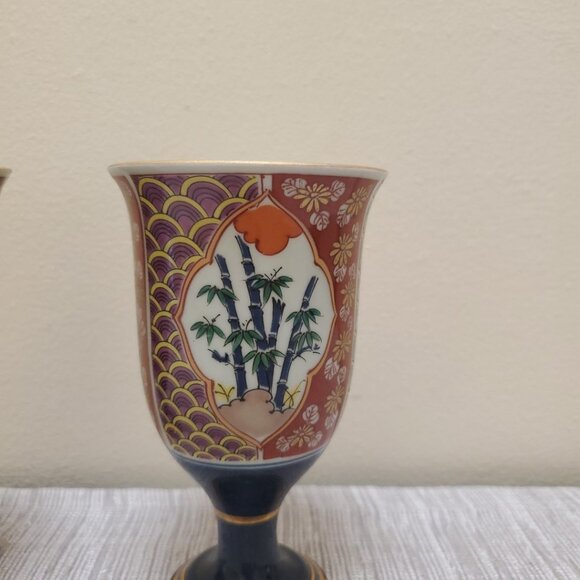 Oriental Pair Of Small Ceramic Chalices - Picture 3 of 13